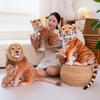 Fun Simulation Mother-Child Animal Plush Doll Lifelike Leopard Tiger Lion Plush Toy Home Decoration Gift for Boys Girls