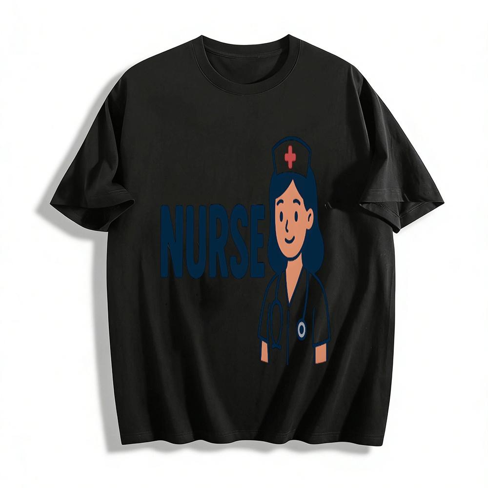 Nurse Themed Printed T-shirt Casual Top For Medical Staff Pure cotton T-shirt XXS