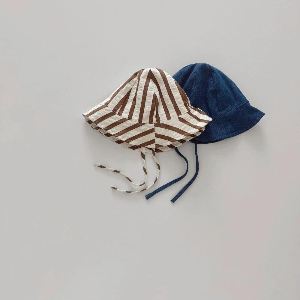 Striped Pattern Double Sided Baby Bucket Hat Breathable Panama Bonnet  Beach