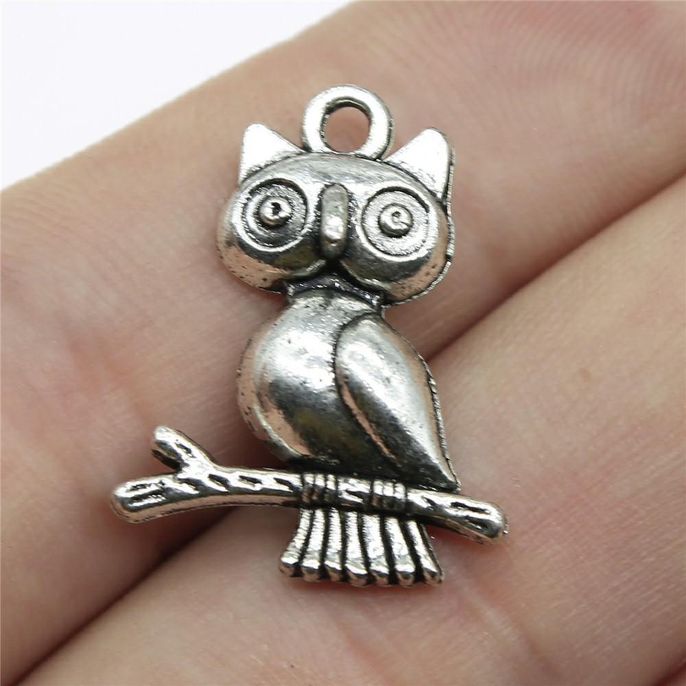 10pcs Charms Owl Antique Silver Color Cute Owl Pendant Charms Small Owl Charms For Jewelry Making