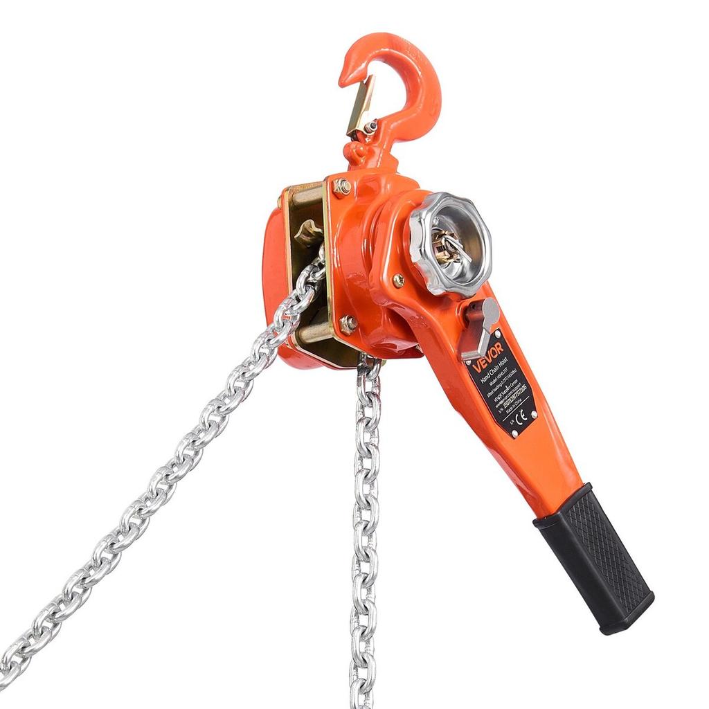 Manual Lever Chain Hoist, 3/4T 750KG Capacity Heavy Duty Come Along, 6M Lift G80 Alloy Steel Chain With Dual Pawl Mechanical Brake, 360° Rotating