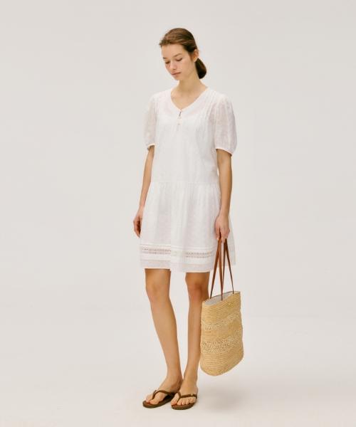 Depound Lace Mini Dress [White]