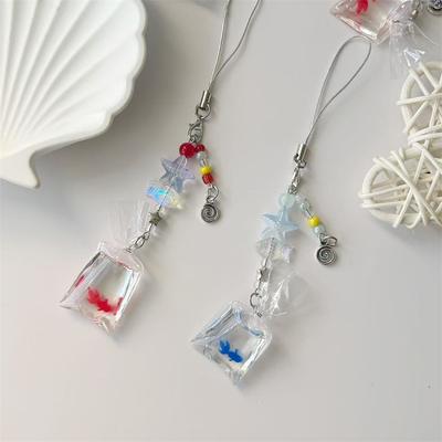 Sweet Y2K Cute Fish Clear Starfish Phone Chain Pendant Phone Charm Cell Phone Strap Handmade Cute Mobile Lanyard Bag Keychain 1