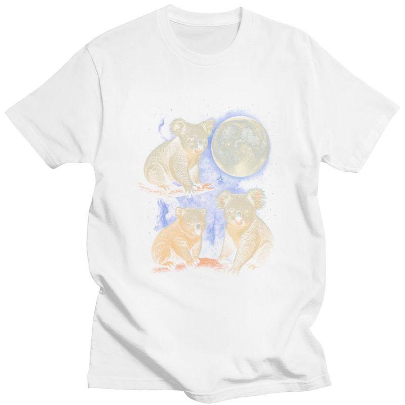 Men Three Moon Koalas T Shirts Streetwear Short Sleeves Pure Cotton Colthing Fashion Casual Design Graphic Tees Shirt
