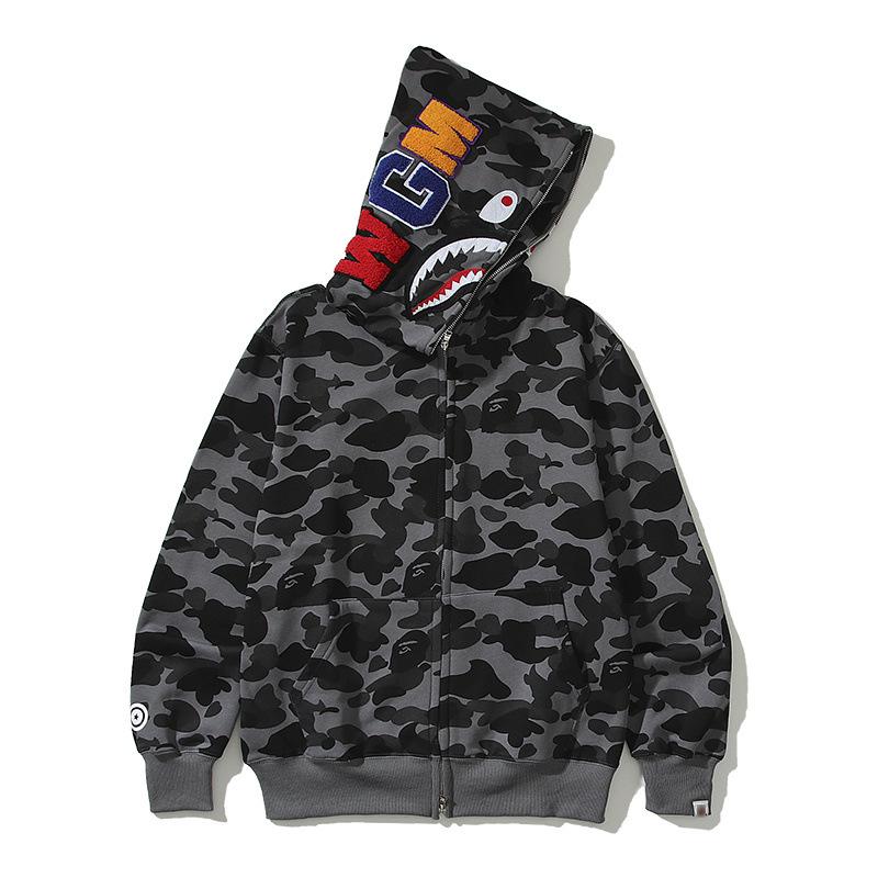 Trendy APE Hooded Sweatshirt - Shark Camouflage Zipper Jacket, Parent-Child Version