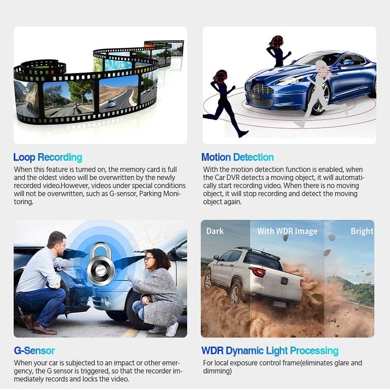 E-ACE Auto Dvr Kamera 10'' Touchscreen Streaming Rückspiegel Dash Cam 1080P Video Recorder Unterstützung Rückansicht