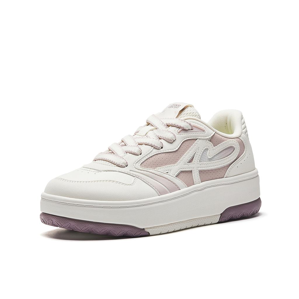 Anta Sunny Wind Casual Versatile Simple Cute Low-Top Skate Shoes Kids Sneakers Ivory-White Conch-Pink 122618034-3