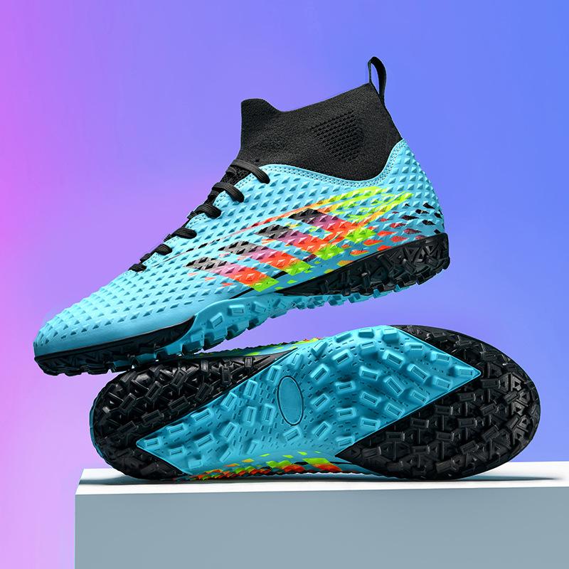 High-top football shoes artificial turf AG long nails tf broken nails shoes men and women children and adolescents students training shoes