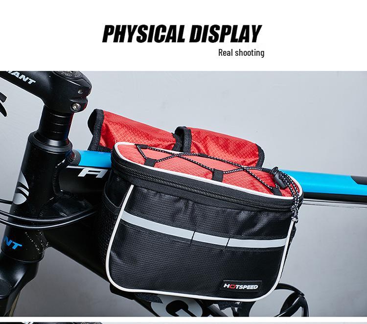 Waterproof Bicycle Top Tube Bag with Rain Cover - Four-in-One Mountain Bike Front Bag