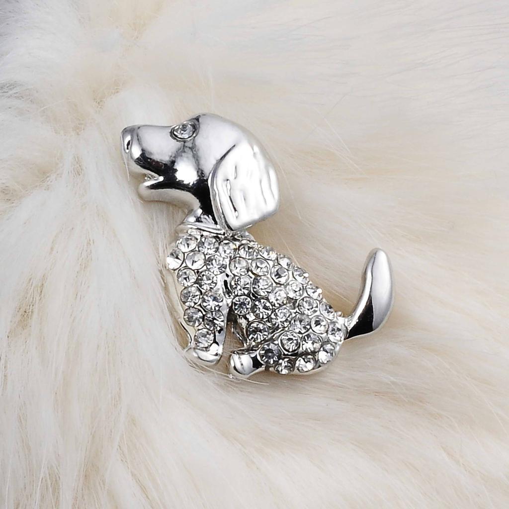 Rinhoo Cute Small Dog Brooch for Women Kids Enamel Rhinestone Cartoon Animal Badge Dog Pet Brooch Pins Coat Dress Jewelry Gift