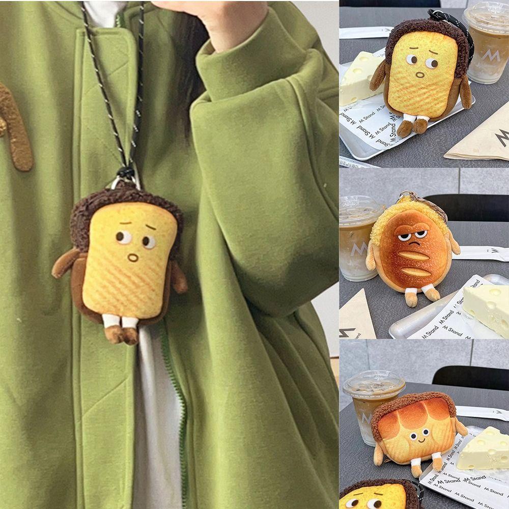 

Toast Bread Key Chain Bag Bread Expression Plush Wallet Casual Coin Purse Women B