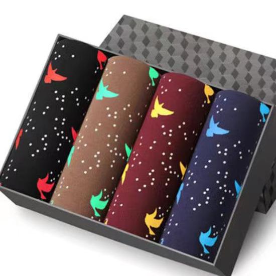 4 adet erkek külot orta bel baksır şort nefes gençlik baskı U dışbükey baksır şort