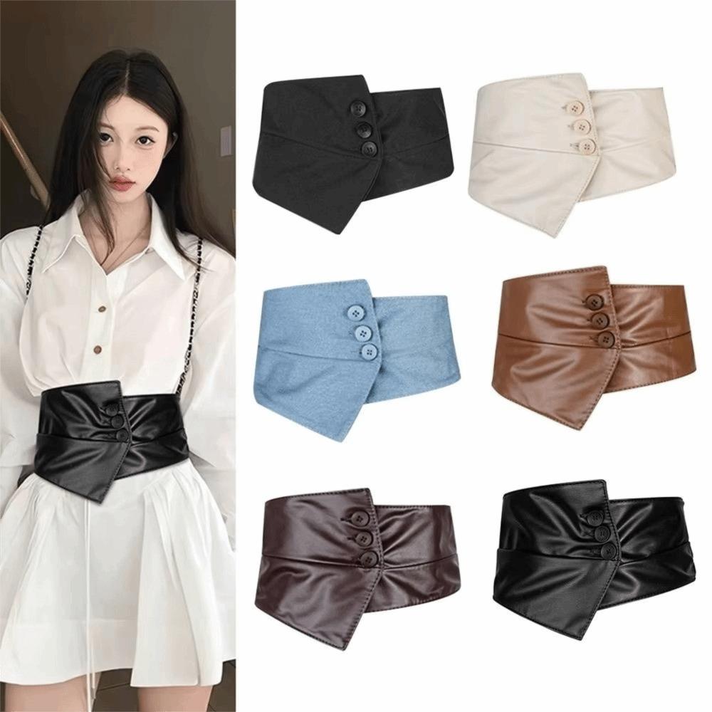 Cloth Wide Cummerbunds Button Western Cowboy Belt Gothic Wide Belt  Dress