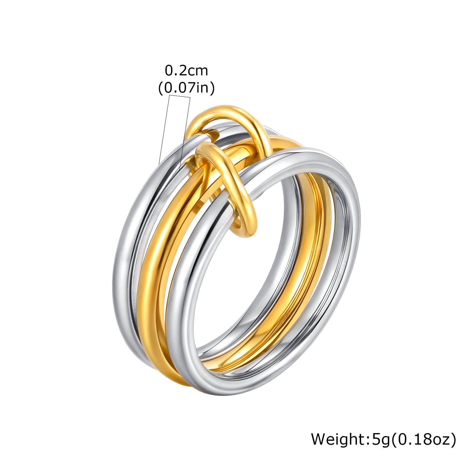 

Classic Cubic Zircon Multilayer Interlocked Rings for Women, Stackable Mixed Color Stainless Steel Ring, Luxury Jewelry Gift 6