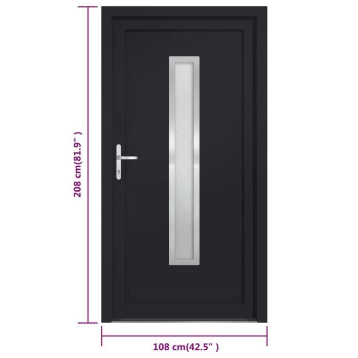 VidaXL Porte d'entrée anthracite 108x208 cm PVC 3187902