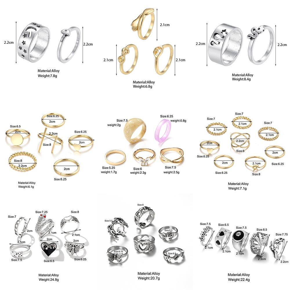 iF ME Korejská móda Zlatý stříbrný prstenový set Ve tvaru srdce Motýl Ultrajemné prsteny Dámské doplňky