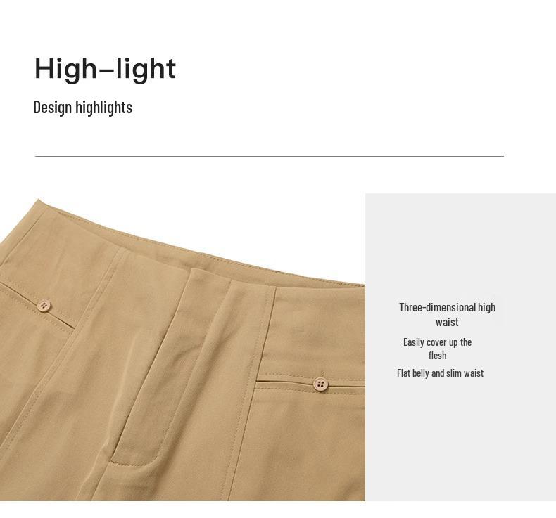 Women's Yellow High-Waisted Harem Pants Suit – Petite Drape, Casual, Straight-Leg for Spring & Autumn 2025