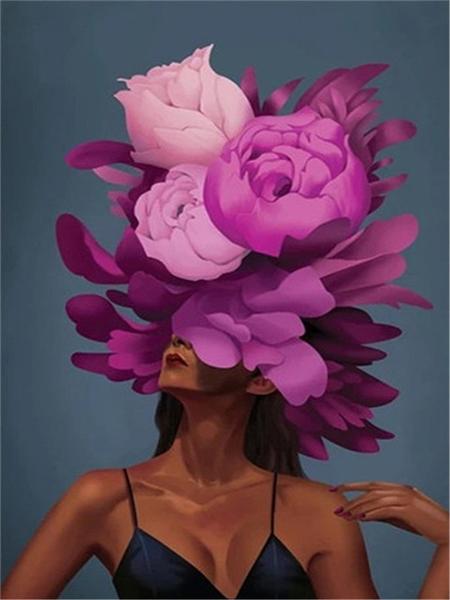 Diamond Painting Woman 5D DIY Full Round Round Diamond Embroidery Girl Portrait Rhinestone Picture Flower Home Decor