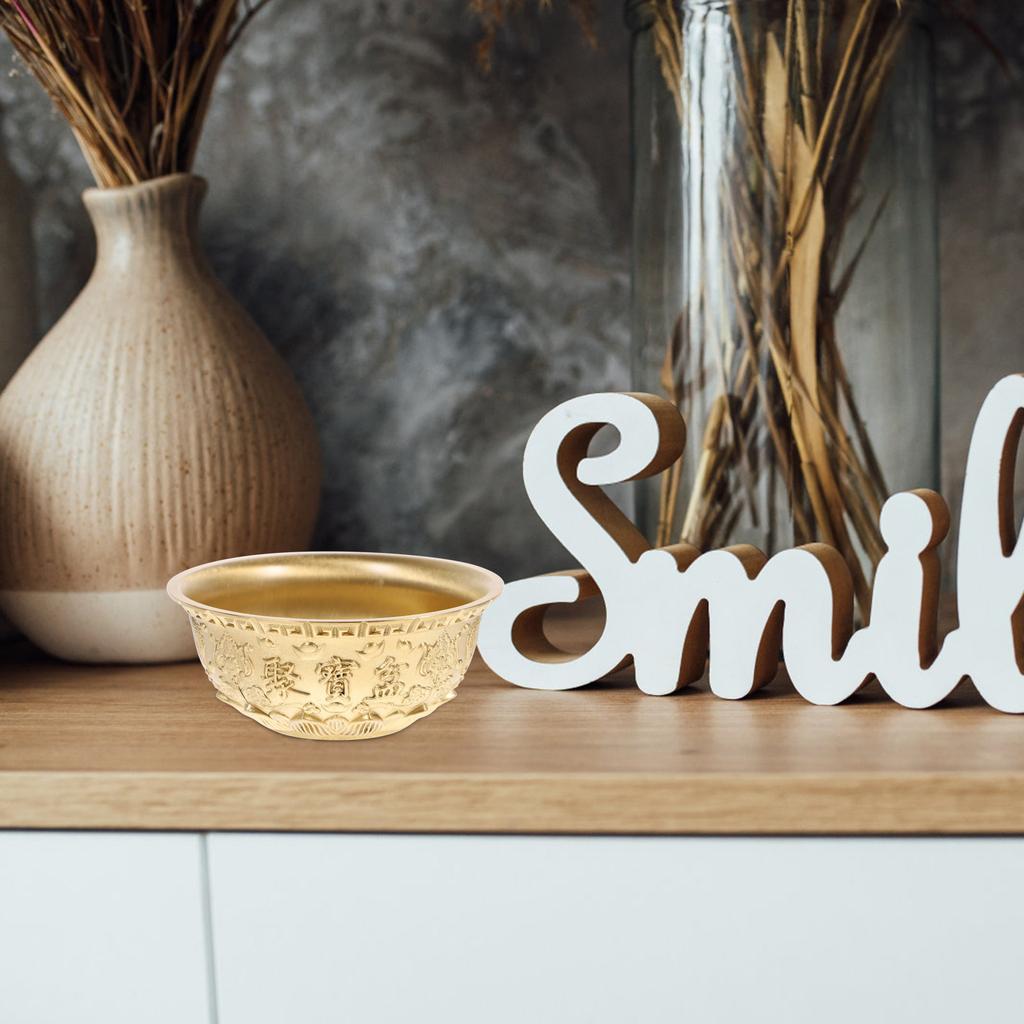 1Pcs Treasure Bowl Ornament Brass Wealth Bowl Decor for Home Office Shop Temple Luck Prosperity Feng Shui Gift