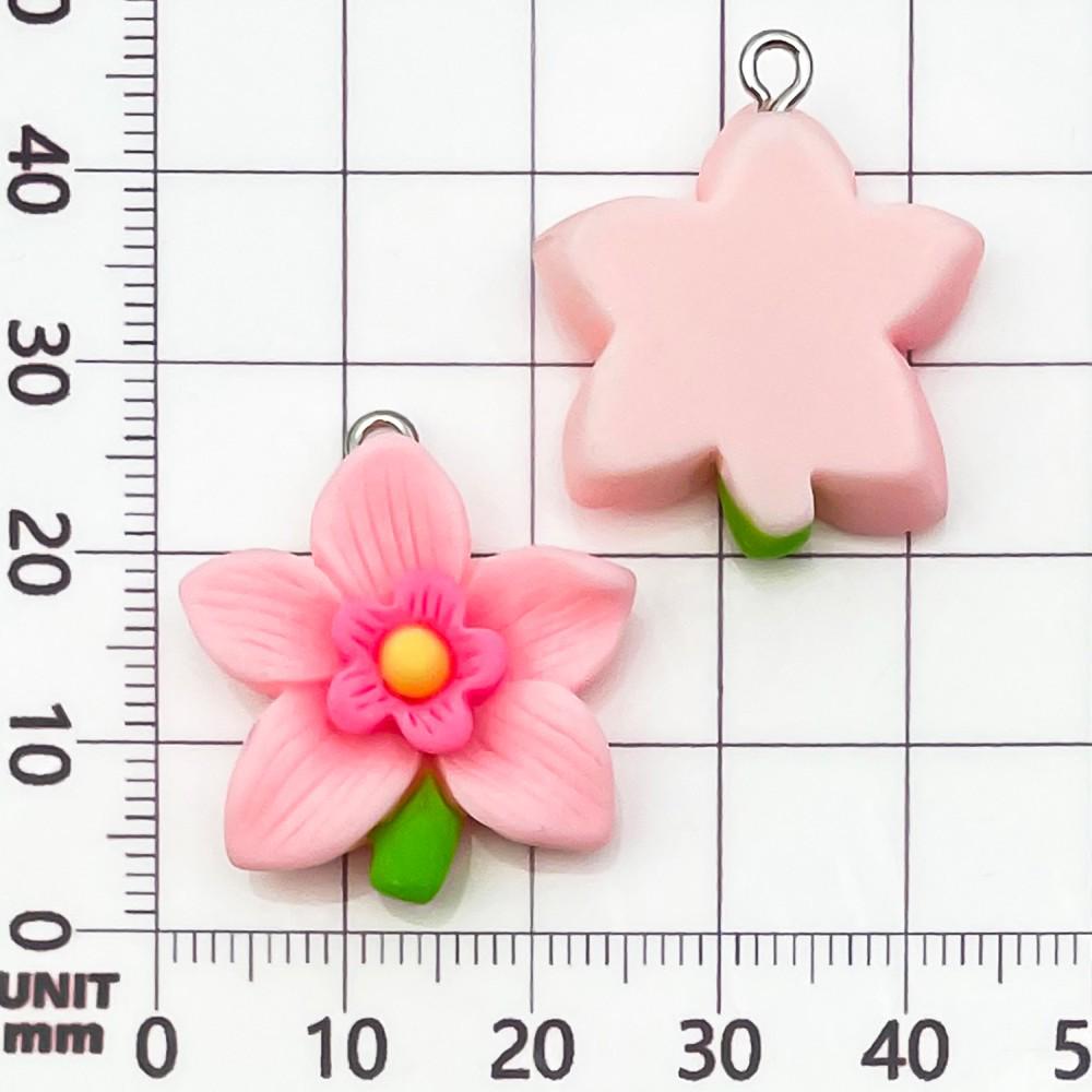 30-Piece Set: Pink Resin Sunflower & Rose Flower Pendants for DIY Jewelry