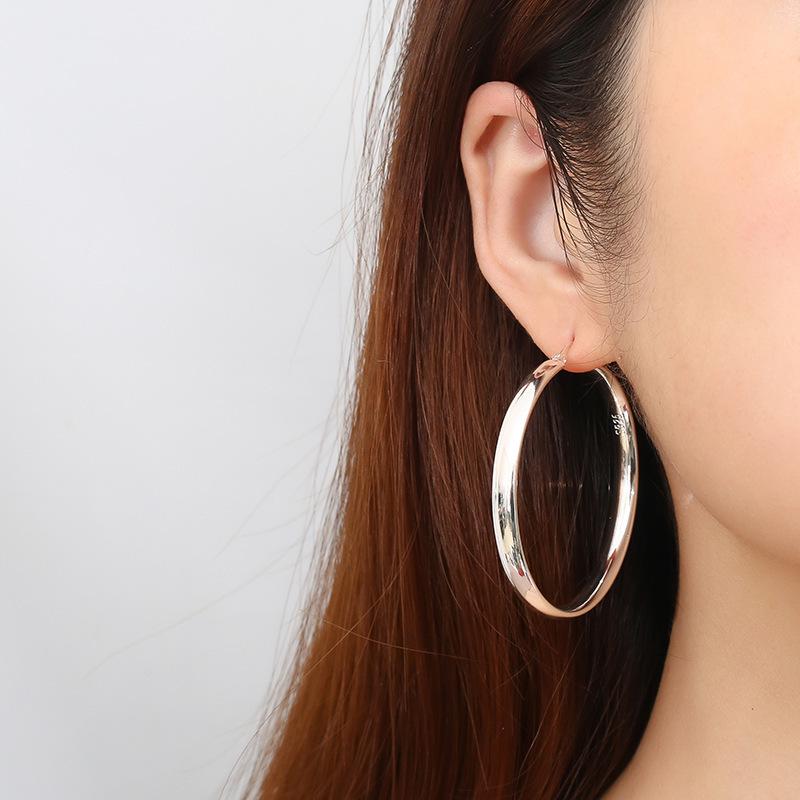 European & American Fashion Geometric Ear Cuff with Copper Curved Exaggerated Large Hoop Earrings