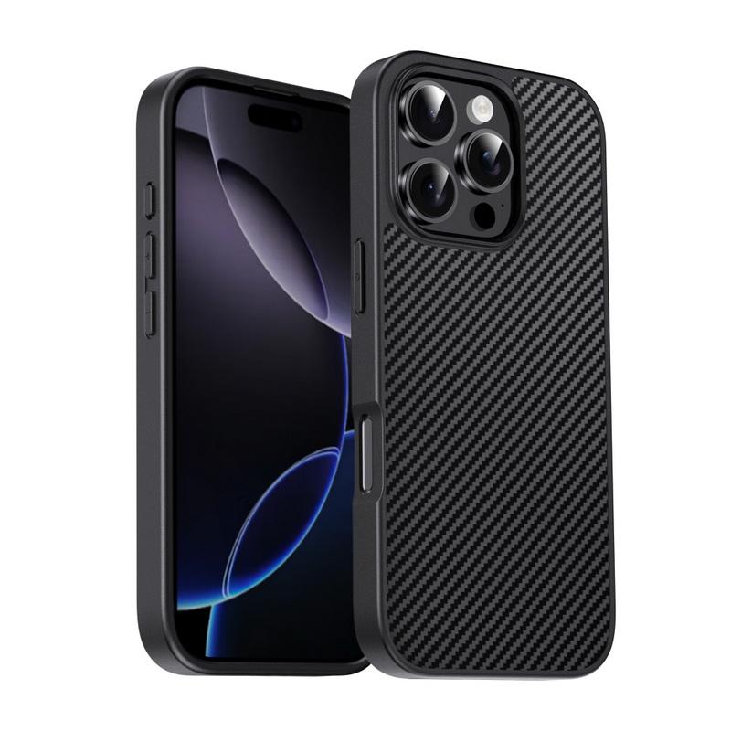 Hartes PC-Bumper-Case mit Karbonfasermuster für iPhone 16 Pro 15 Pro Max 14 13 12 Stoßfeste Slim-Handyhülle mit weichen Kanten