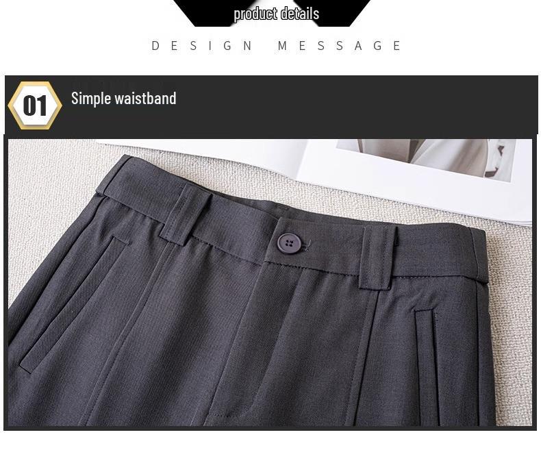 Women's Gray High-Waisted Wide-Leg Pants - Versatile Spring/Autumn 2025 Fashion