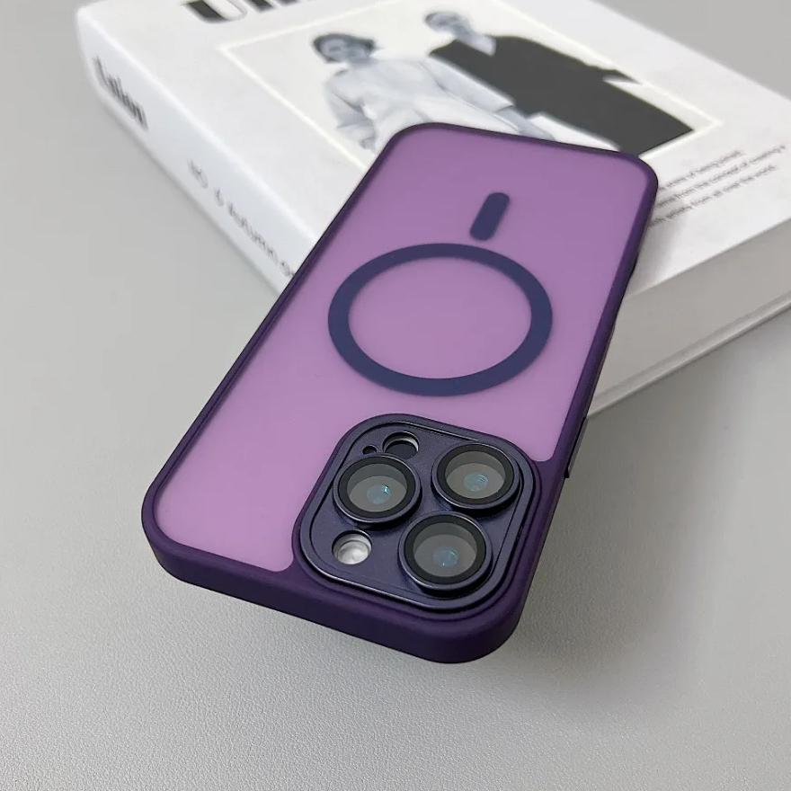 Magnetic Luxury Matte Translucent Armor Shockproof Case For 16 15 14 13 12 11 Pro Max For Magsafe Wireless Charge Cover