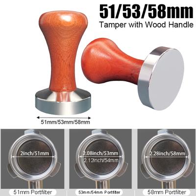 Pressino per caffè espresso da 51 mm/53 mm/58 mm con manico in legno Pressini per caffè in alluminio per portafiltri per macchine da caffè da 51/53/54/58 mm