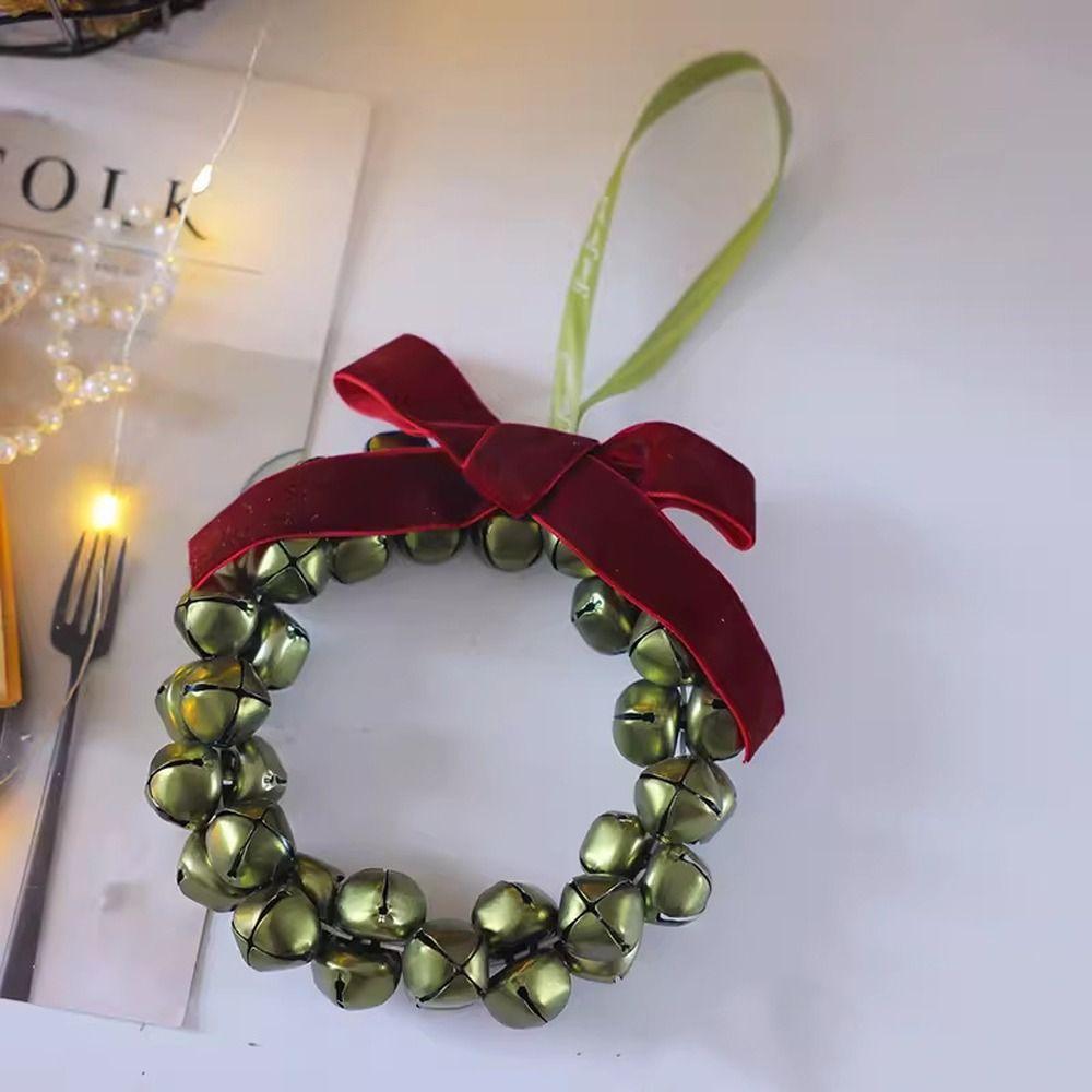 Wall Ornaments Christmas Garland Green Leaf Hanging Wreath Christmas Wreath Bell Pendant  Gift
