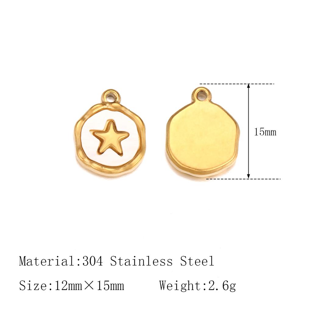 3Pcs Stainless Steel Star/Moon/Sun Charms Rhinestone/Natural Shell Pendant Handmade Necklace Earring DIY Jewelry Making Supplies