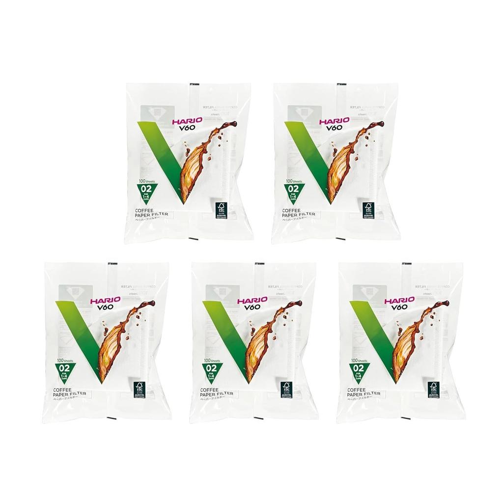 Hario Genuine Product VCF-02-100W Paper Filter Compatible Size 02 White 1 4 Cups 500 Sheets (Set 5 Packs 100 Sheets) V60 Coffee Dripper