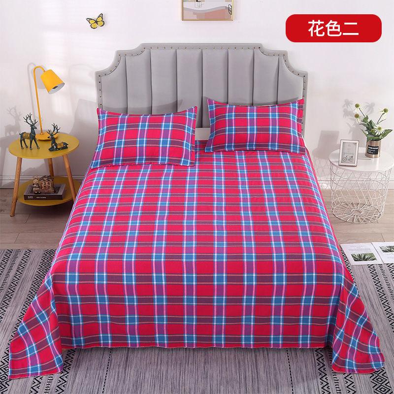 Plaid Bed Flat Sheets Home Textile Modern Single Queen King Size Bedspread Bedding Brushed Breathable Anti-Mites Mattress Cover