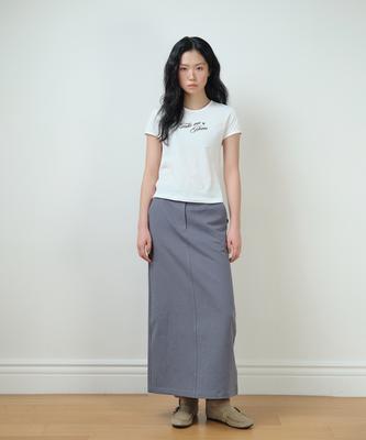 Hombadittingjeu Cotton Slit Long Skirt (Dusty Blue)