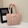 Korean Style Down Cotton Shoulder Bag Solid Color Puffy Crossbody Bag  Office Worker