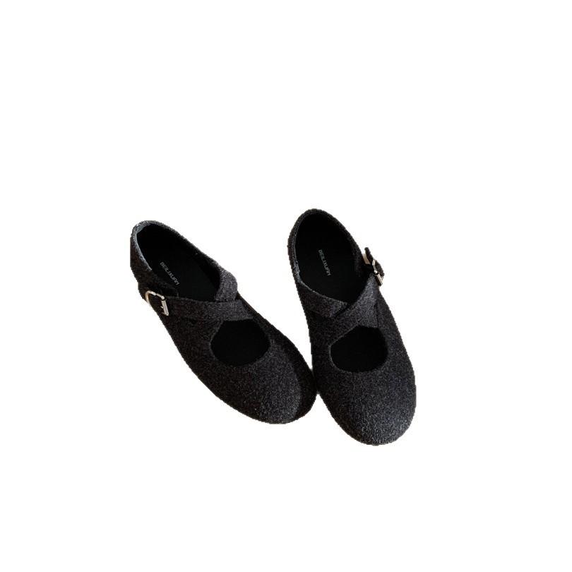 Retro Mary Jane women's shoes spring and summer 2025 new French elegance with skirt round head soft sole evening shoes