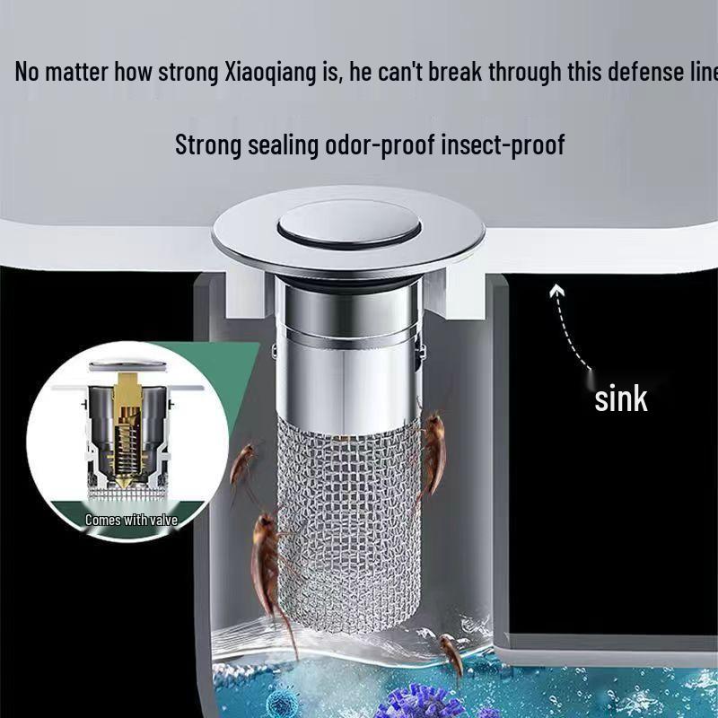 Leakproof Washbasin Stopper & Deodorant Pop-Up Drain Filter