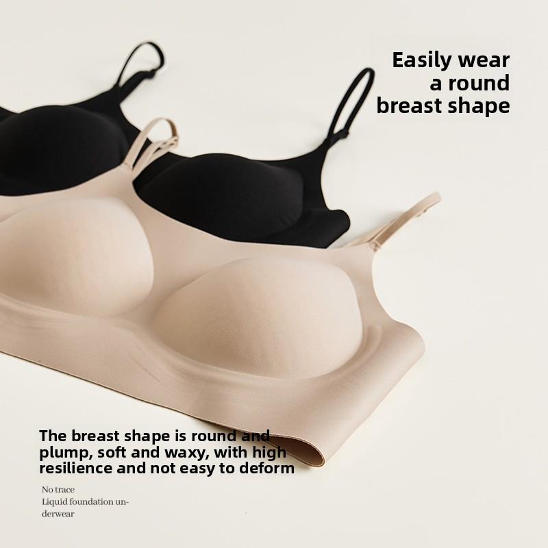 Foundation Nude Invisible Thin Strap Cami Bra, Seamless Push Up Tank Top Anti-Sagging Side Support Lingerie