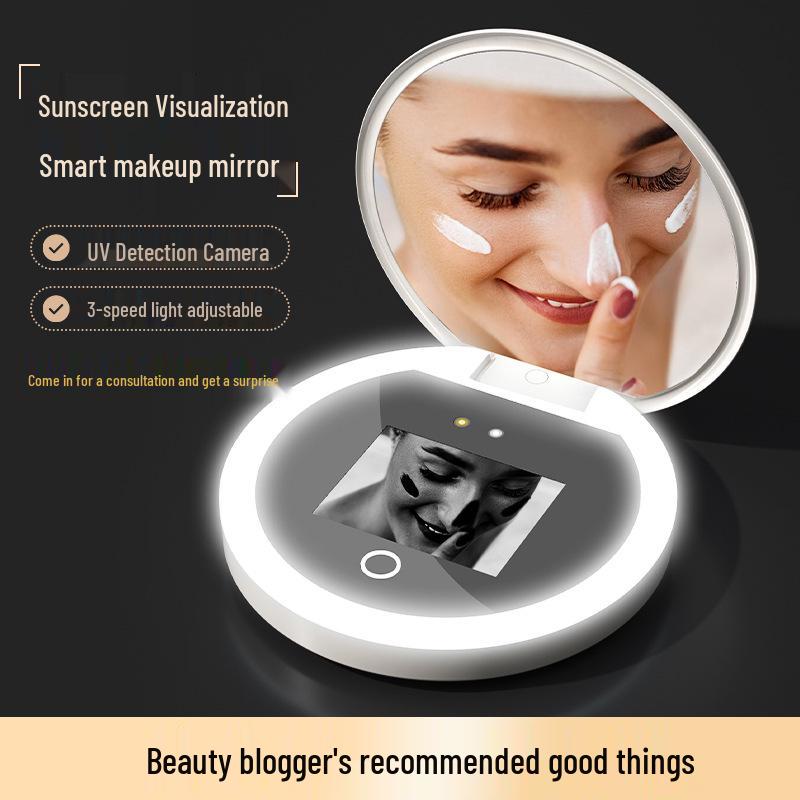 Portable LED Smart UV Sunscreen Makeup Mirror with Eye Protection