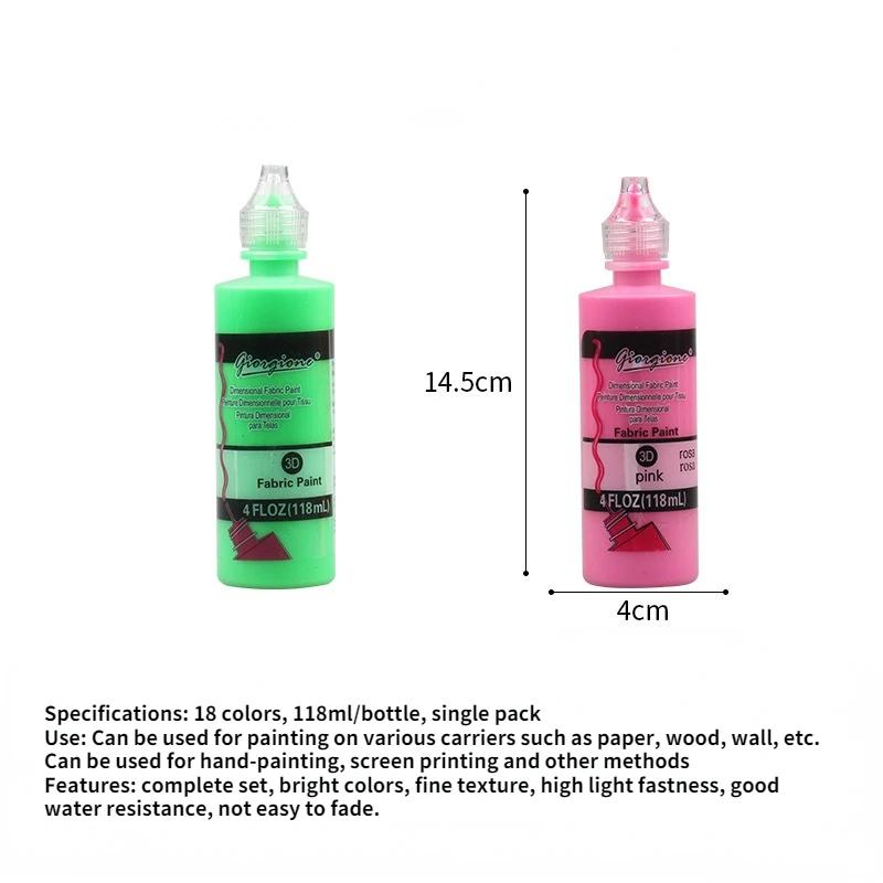 118ml Farbige Acrylfarbe 3D Dreidimensionale Farbe DIY Handbemalte Graffiti Textilfarbe