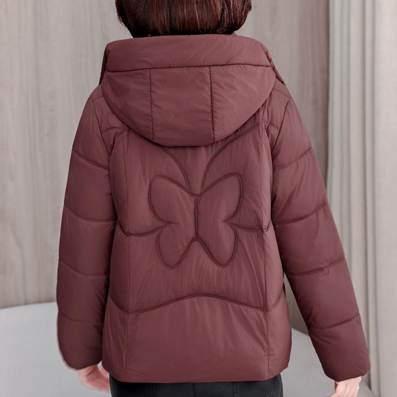 Plus Size XL-5XL Middle Age Woman Winter Short Coats Hooded Elegant Loose Thick Warm Parkas Female Jacket