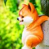 Mini Dog Statue Miniature Dogs Figurine Plant Pot Hanger,Climbings Dog Sculpture Garden Decors for Bonsais Ornament