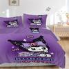 3pcs Luck Kuromi Sanrio Print Bedding Set (1 Cover + 2 Pillowcases, Without Inserts),  Soft and Comfortable W058