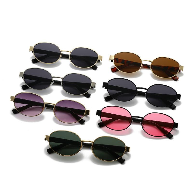 Popular Fashion Metal Women Men Shades Oval Sun Glasses Female Male Summer Traveling UV400 Round Sunglasses Lentes De Sol Mujer