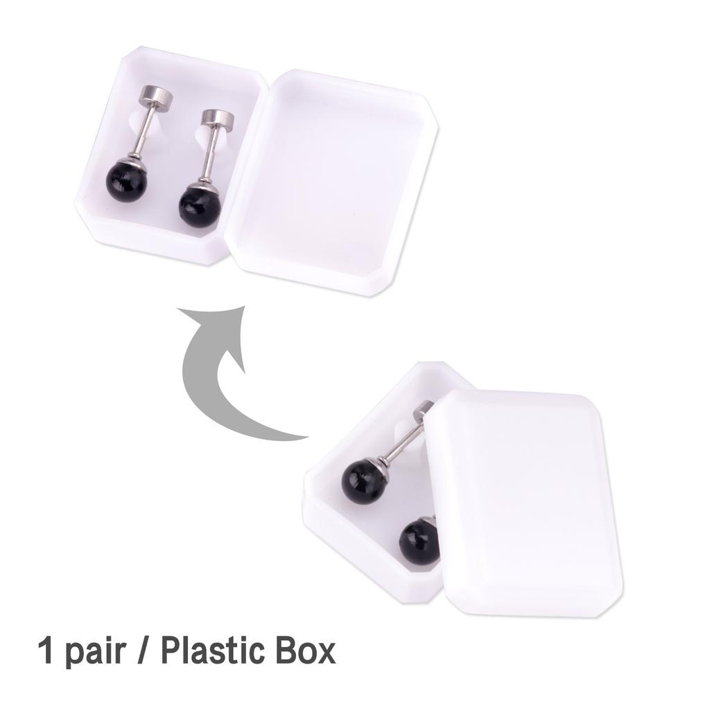 Classic Black Imitation Pearl Sstud Earrings 4-8MM Screw Back Stainless Steel Earrings Fashionable Jewelry for Men and Women