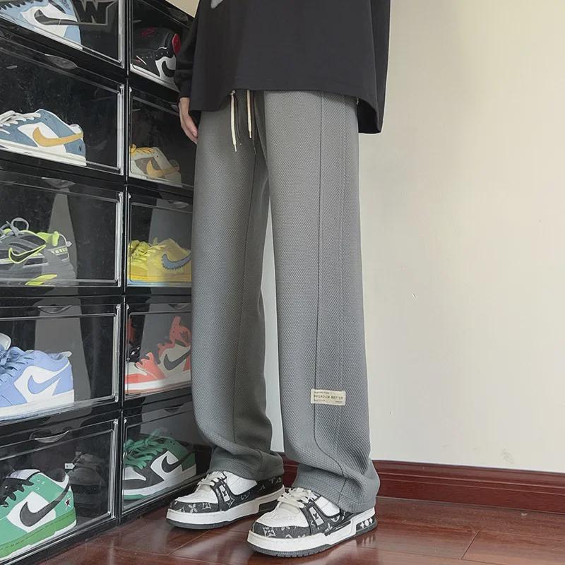 Men's American Retro Japanese-Style Oversized White Wide-Leg Pants