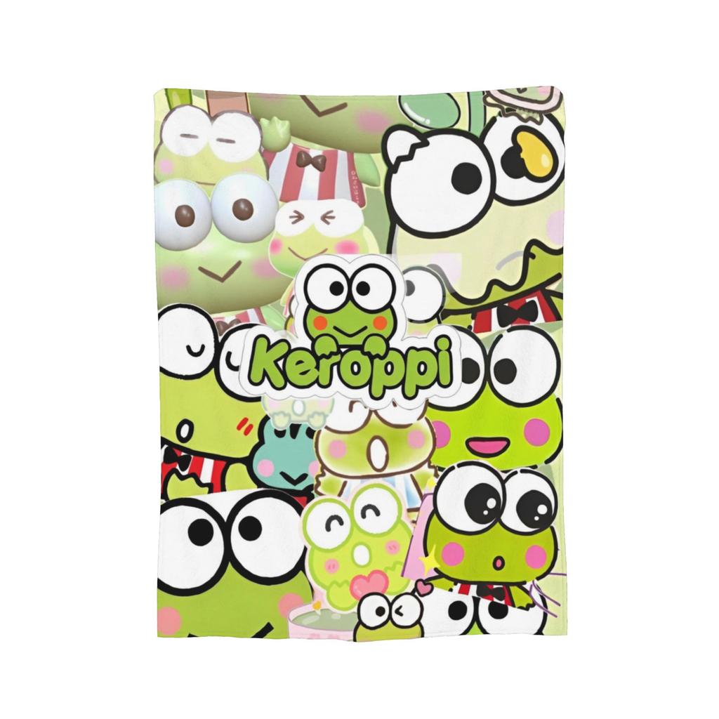 Keroppi Flannel Blankets Anime  Fashion Throw Blankets for Home 125*100cm Bedspread,