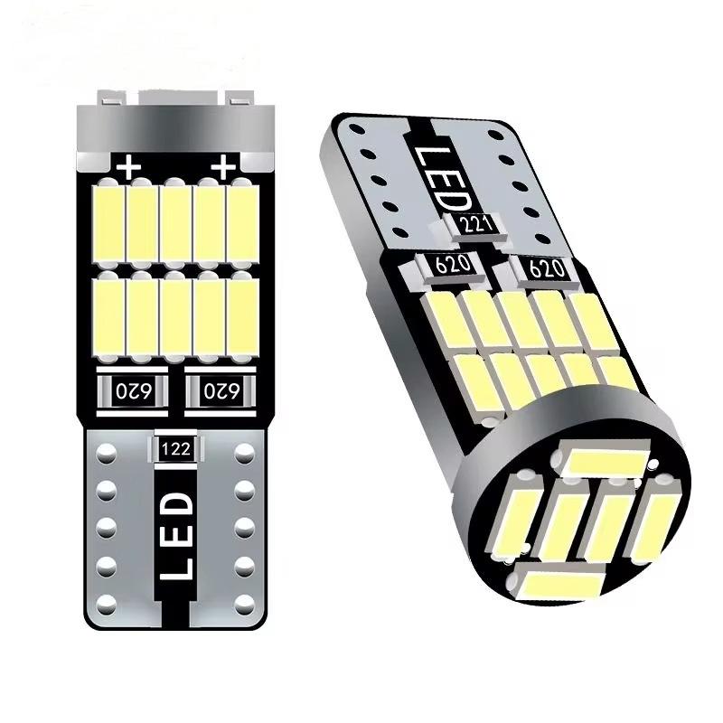 2Pcs T10 W5W 194 Led Bulb Canbus 12V 4014-26Smd 6500K Bright White Car Interior Dome Door Turnk License Plate Lights