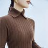 Polo Collar Women's Knitted Sweater Long Sleeve Slim Fit Pullovers for Women Autumn Winter Sweaters Soft Warm Bottoming Tops