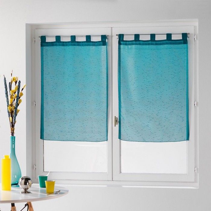 Paire de rideau en voile - EDEN - coupe dandy - passants fils - 60x90 cm - polyester